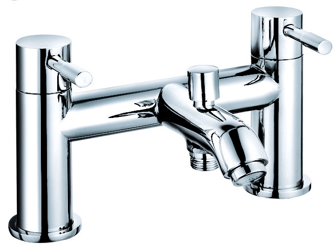 Double Handle Chrome Bath Shower Mixer Faucet Chrome Finish T8831